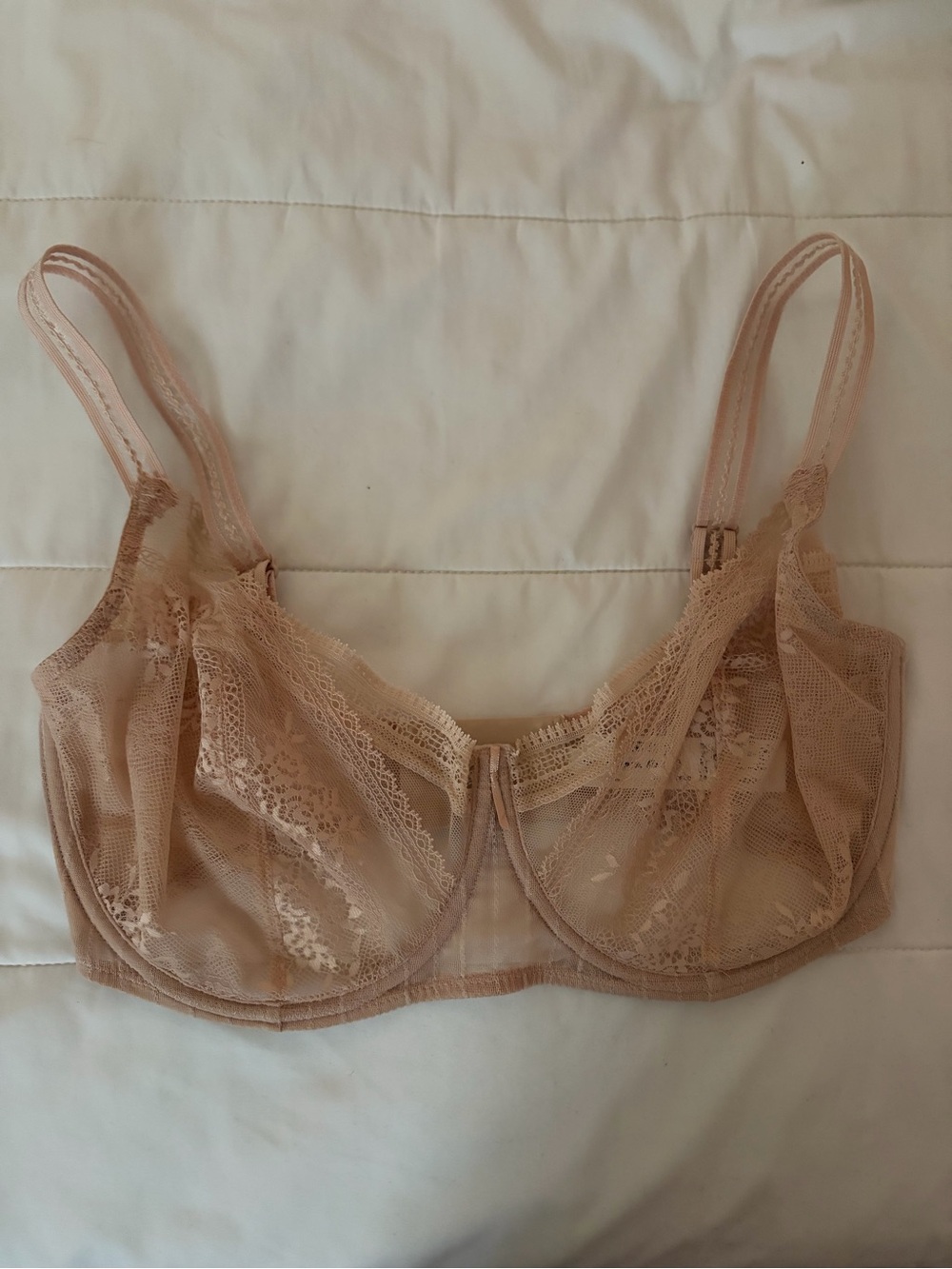 Chantelle “Passionata” Sheer Lace Underwire Bra in Blush Pink Nude